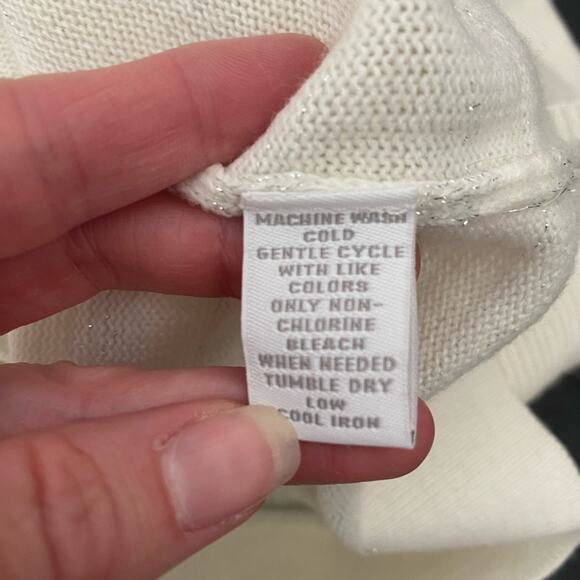 Women's L Cottagecore Metallic Stripe Turtleneck Knit Sweater Boho Chic Academia - Picture 5 of 6